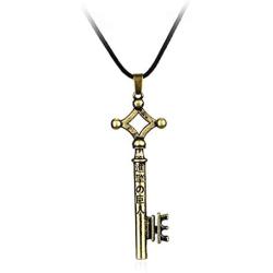 Attack on Titan Eren Jaeger Key Pendant Necklace Gold Metal Black Leather Attack on Titan Shingeki No Kyojin Erens Key Necklace