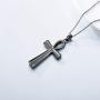 PDTJMTG Ankh Urn Necklace Black Sterling Silver Coptic Necklace for Keeping Human Ashes