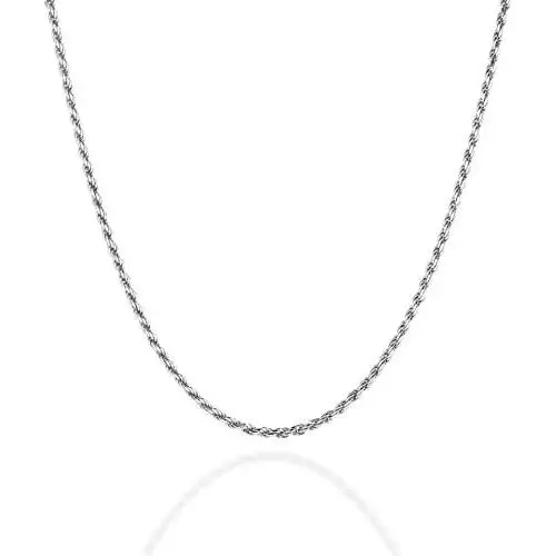 Quadri - Rope Chain Diamond-Cut in 925 Sterling Silver Italian 2mm Solid Necklace for Men Women Boys Girls - 16 to 30 inch - Premium Quality Certified Made in Italy - Gift Box Included