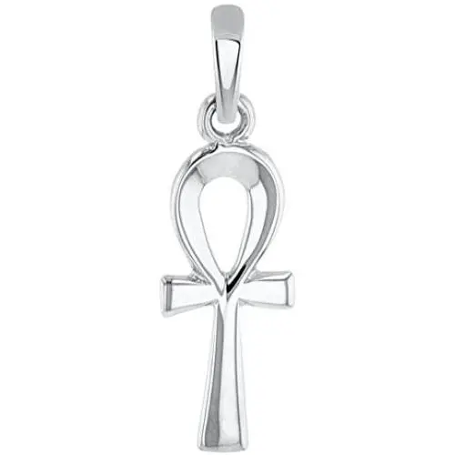 Solid 14k White Gold Dainty Egyptian Ankh Cross Charm Pendant Solid 14k White Gold Dainty Egyptian Ankh Cross Charm Pendant