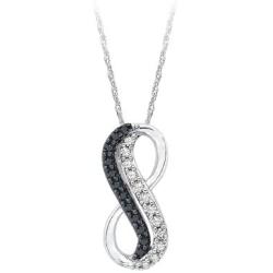 KATARINA Infinity Black and White Diamond Jewelry Set in 10K White Gold (7/8 cttw)