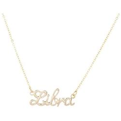 LUX ACCESSORIES Horoscope Zodiac Sign Libra Gold Necklace