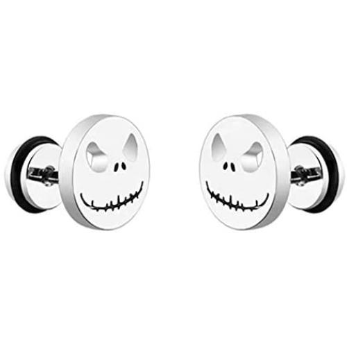 Jack Skull Stud Earrings For Men Stainless Steel Earrings for Women Mens Punk Style Hip Hop Jewelry with Gift Box