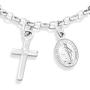 Miabella 925 Sterling Silver Italian Adjustable Bolo Dangle Rosary Cross Charm Chain Bracelet for Women Teen Girls Made in Italy