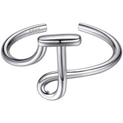 ChicSilver Personalized 925 Sterling Silver Initial Letter Ring A-Z Stackable Ring Handmade Jewelry Adjustable Size 6-10(with Gift Box)