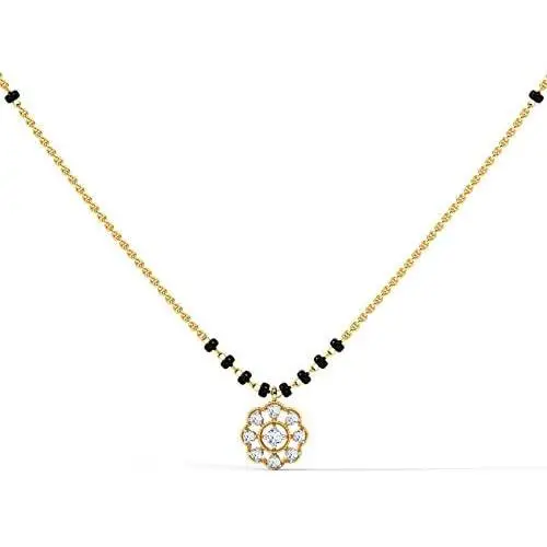 CaratLane Sukriti Diamond Mangalsutra for Women 0.135 Carat (IJ-Color, SI-Clarity) in 14 K Yellow Gold with Jewelry Gift Box