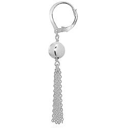 Sterling Silver Dangling Bead Tassel Long Drop Leverback Earrings