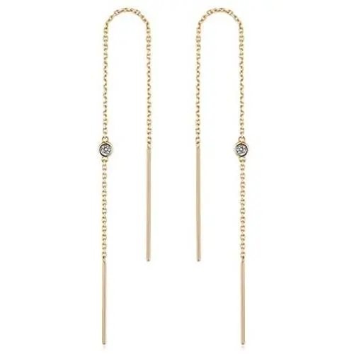 FANCIME 14K Real Solid Yellow Gold Threader Earrings with 2 Natural Round Cut Diamonds 0.03ct Minimalism Long Drop Earrings Fine Jewelry for Women 1.17g FANCIME 14K Real Solid Yellow Gold Threader Earrings with 2 Natural Round Cut Diamonds 0.03ct Minimalism Long Drop Earrings Fine Jewelry for Women 1.17g