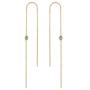 FANCIME 14K Real Solid Yellow Gold Threader Earrings with 2 Natural Round Cut Diamonds 0.03ct Minimalism Long Drop Earrings Fine Jewelry for Women 1.17g