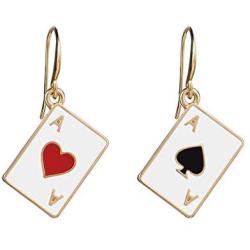 18K Gold Plated Asymmetric Poker hearts and spades A Drop Earrings For Women Girls