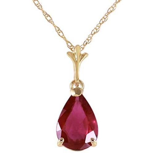 Galaxy Gold GG 14k 14k Solid Gold Pear-Shaped 1.75 ct Ruby Drop Pendant Necklace
