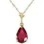 Galaxy Gold GG 14k 14k Solid Gold Pear-Shaped 1.75 ct Ruby Drop Pendant Necklace