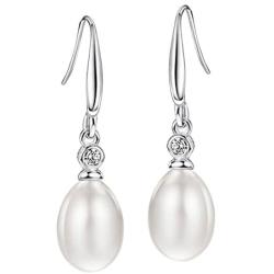 Mints Natural Black Pearl Earrings Sterling Silver Dangle Drop Earrings for Women