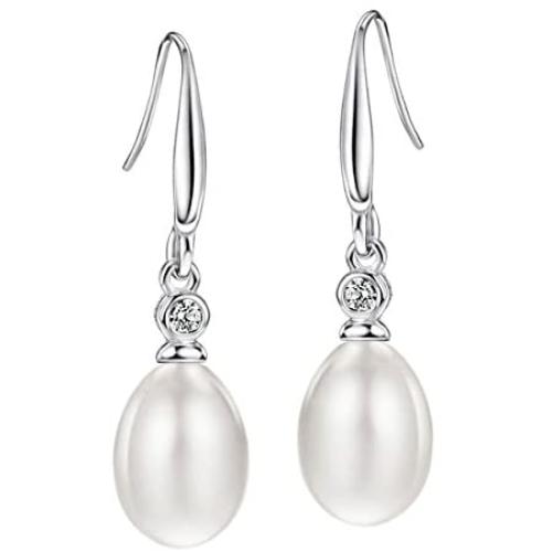 Mints Natural Black Pearl Earrings Sterling Silver Dangle Drop Earrings for Women