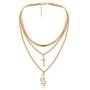 Dainty Multilayer Chain Necklace Gold Plated Lucky Evil Eye Pearl Cross Moon Star Lightning Link Necklace Jewelry for Women