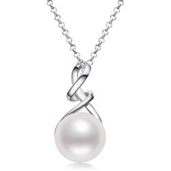 Pearl Necklace Freshwater Cultured White Pearl Pendant Necklace with Silver Chain Unique Style Pearl Jewelry Gifts for Women Girls Wife 9-10mm/12-13mm