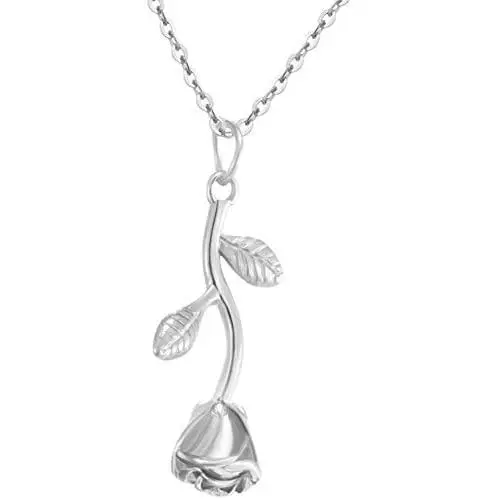 Jude Jewelers Stainless Steel Rose Flower Style Statement Pendant Party Necklace Jude Jewelers Stainless Steel Rose Flower Style Statement Pendant Party Necklace