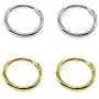 Set of 2 Pairs Sterling Silver & Yellow Gold Flashed Tiny Endless 10mm Round Unisex Hoop Cartilage Earrings Set of 2 Pairs Sterling Silver & Yellow Gold Flashed Tiny Endless 10mm Round Unisex Hoop Cartilage Earrings