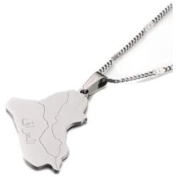 Stainless Steel Allah Name Iraq Map Pendant Necklaces Map of Iraq Jewelry