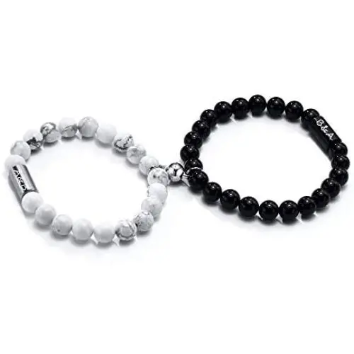 Custom Magnetic Couples Bracelets,Personalized Mutual Attraction Matching Initials Bracelets for Lover,His and Hers Yin Yang Distance Relationship Beads Bracelet Set Custom Magnetic Couples Bracelets,Personalized Mutual Attraction Matching Initials Bracelets for Lover,His and Hers Yin Yang Distance Relationship Beads Bracelet Set