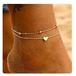 Gold Ankle Bracelets for Women Silver Anklets Heart Anklet Wave String Ankle Bracelets Boho Beach Foot Jewelry