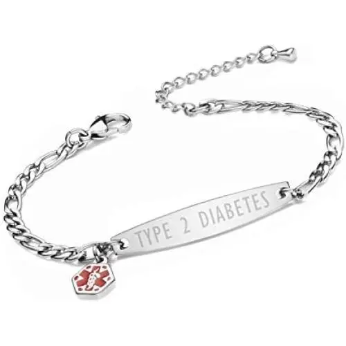 mnmhope Fashion Small Figaro Medical Alert Bracelet for Women Adjustable 6.5-8 inch mnmhope Fashion Small Figaro Medical Alert Bracelet for Women Adjustable 6.5-8 inch