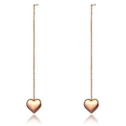 Stainless Steel Love Heart Tassel Earrings Jewelry Cute/Romantic Crystal Dangle Earrings For Women Girls