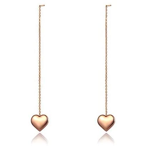 Stainless Steel Love Heart Tassel Earrings Jewelry Cute/Romantic Crystal Dangle Earrings For Women Girls