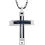 Mens Stainless Steel Natural Diamond Accent Cross Pendant (0.03 carats, H-I I3)