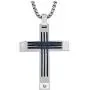 Mens Stainless Steel Natural Diamond Accent Cross Pendant (0.03 carats, H-I I3) Mens Stainless Steel Natural Diamond Accent Cross Pendant (0.03 carats, H-I I3)