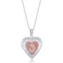 Sterling Silver Pink or Blue Rose, Angel & Mother Cameo Designed Heart Locket Necklace