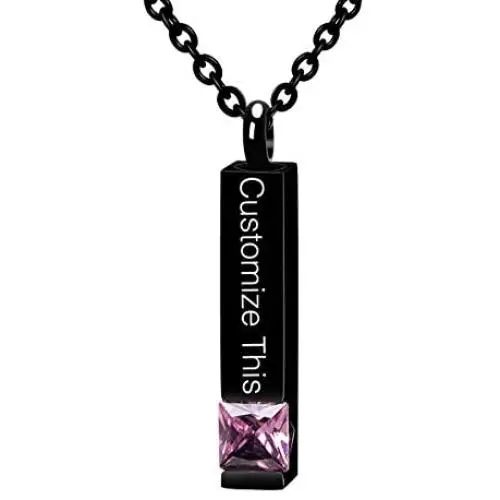 Fanery Sue Personalized Custom Cremation Necklace Urn for Ashes Keepsake Memorial Bar Pendant Jewelry - 316L Titanium Steel Fanery Sue Personalized Custom Cremation Necklace Urn for Ashes Keepsake Memorial Bar Pendant Jewelry - 316L Titanium Steel