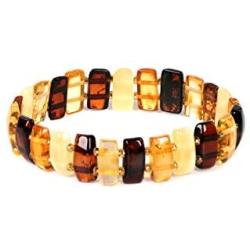 AMBERAGE Natural Baltic Amber Stretch Bracelet for Women - Hand Made from Polished/Certified Baltic Amber Beads