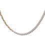 Lem Trend Double Layered Chunky Gold Statement Chain Link Choker Necklaces, Dainty Cultured Barque Pearl Stitching Necklaces Jewelry Valentines Day Birthday Gifts for Woman Girls