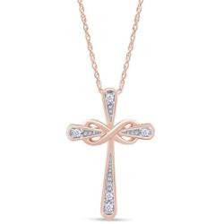 Jewel Zone US White Natural Diamond Accent Infinity Cross Pendant Necklace 14k Gold Over Sterling Silver
