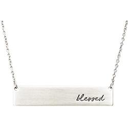 Rosemarie Collections Womens Inspirational Bar Pendant Necklace Blessed