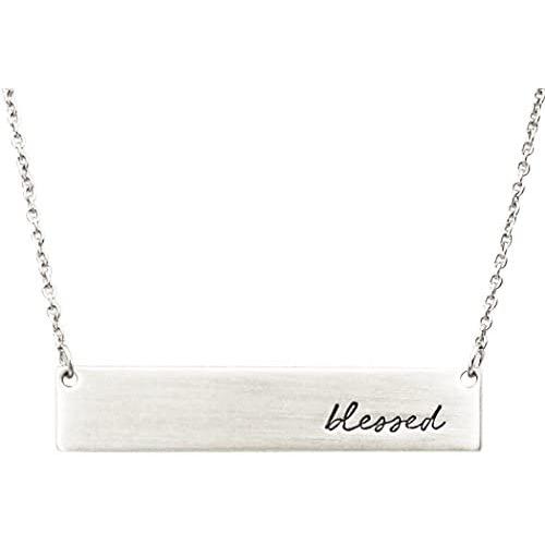 Rosemarie Collections Womens Inspirational Bar Pendant Necklace Blessed