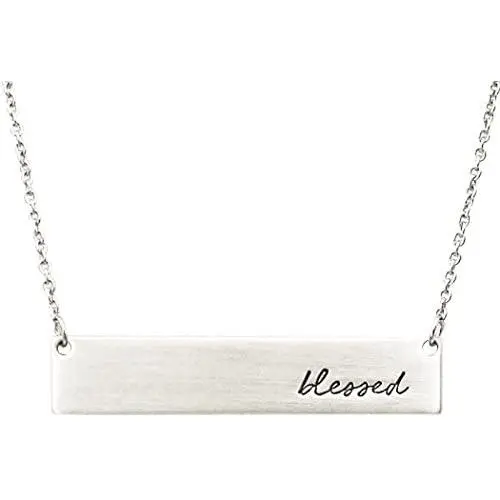 Rosemarie Collections Womens Inspirational Bar Pendant Necklace Blessed Rosemarie Collections Womens Inspirational Bar Pendant Necklace Blessed