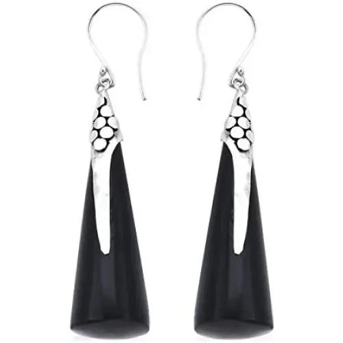 Shop LC Womens Black Onyx 925 Sterling Silver Dangle Drop Earrings for Womens Prom Jewelry Mothers Day Gifts (Black-Drop/Solitaire/Dangle/Statement/Teardrop)