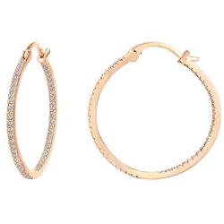 PAVOI 14K Gold Plated 925 Sterling Silver Post Cubic Zirconia Hoop Earrings 30/15mm