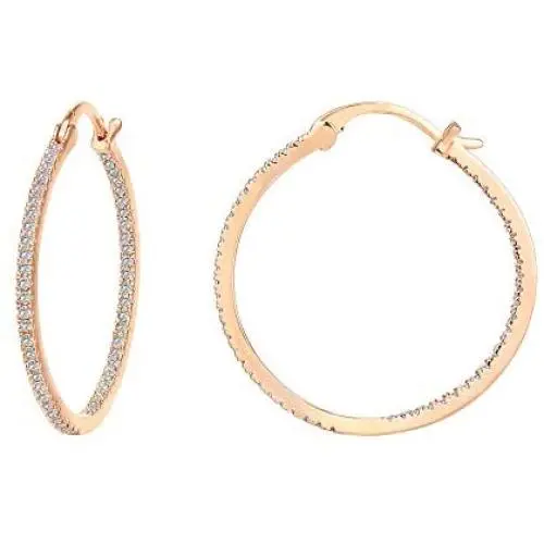 PAVOI 14K Gold Plated 925 Sterling Silver Post Cubic Zirconia Hoop Earrings 30/15mm PAVOI 14K Gold Plated 925 Sterling Silver Post Cubic Zirconia Hoop Earrings 30/15mm
