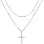 Sterling Silver Jewelry Layered love Heart and Cross Necklace Pendant Handmade Dainty Choker for Women Girls