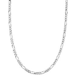 LeCalla Links Sterling Silver Italian Jewelry 3.5 MM, 6.8 MM Figaro Chain Necklace for Women and Men (16, 18, 20, 22, 24, 26 Inches)