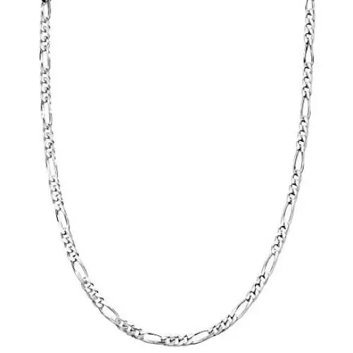LeCalla Links Sterling Silver Italian Jewelry 3.5 MM, 6.8 MM Figaro Chain Necklace for Women and Men (16, 18, 20, 22, 24, 26 Inches)
