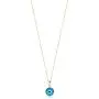 GELIN 14k Solid Gold Blue Evil Eye Protection Charm Pendant Necklace - Evil Eye Jewelry for Women