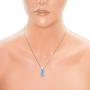 Honolulu Jewelry Company Sterling Silver Flip Flop CZ Accented Necklace Pendant with Simulated Blue Opal and 18'' Box Chain