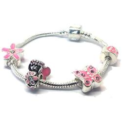 Liberty Charms Childrens Jewelry Pink Fairy Silver Butterfly Charm Bracelet (Other