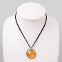 SUVANI Hand Blown Glass Jewelry Shimmering Art Fire Lava Round Pendant Necklace, 18”-20”