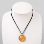 SUVANI Hand Blown Glass Jewelry Shimmering Art Fire Lava Round Pendant Necklace, 18”-20”