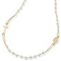 Miabella 18K Gold Over Sterling Silver Handmade Italian White Cultured Freshwater Pearl Ball Beaded Sideways Rosary Cross Necklace for Women Teen Girls, Chain 18, 20 Inch 925 Italy